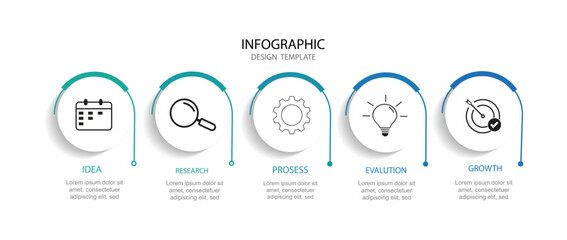 modern design template for infographics whit 5 option or steps.