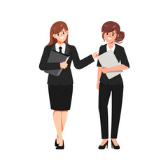 Fototapeta premium Business people teamwork office character. Colleague working together concept. Flat cartoon character design.
