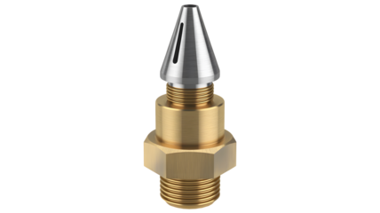 Precision metal nozzle with threads perfect for engineering designs or mechanical diagrams, showcasing industrial components and detailed manufacturing processes