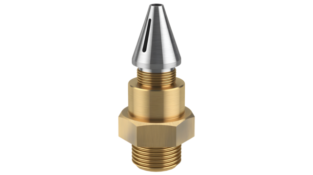 Precision metal nozzle with threads perfect for engineering designs or mechanical diagrams, showcasing industrial components and detailed manufacturing processes