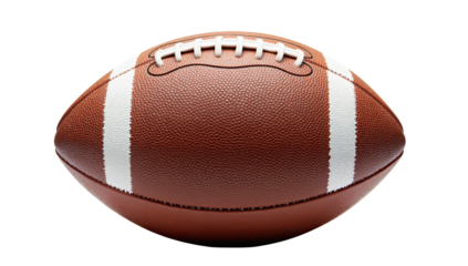 Realistic American football on white background, professional studio lighting, detailed leather texture, symbol of sport, game, and athletic energy, PNG File