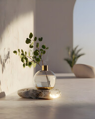 Minimal Vase with Green Branch