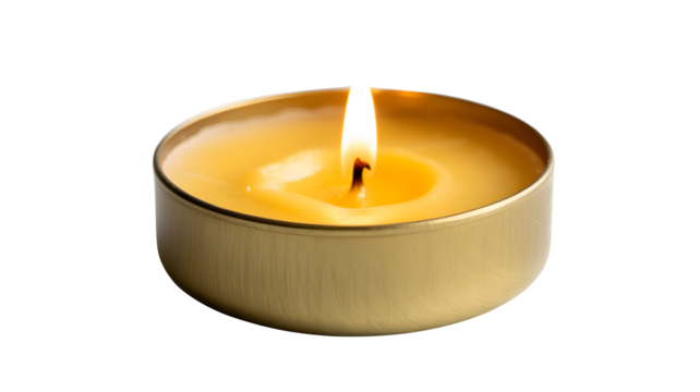 Warm candlelight glowing softly, perfect for creating a relaxing ambiance, adding a touch of cozy comfort to any space, or setting a peaceful mood