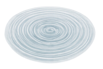 Water ripple surface with concentric light blue waves spreading, clear liquid effect with a transparent background