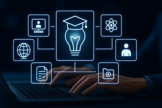 Connected education ecosystem linking ideas knowledge people documents and resources