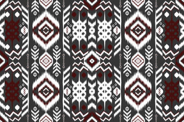 Native decoration abstract ethnic ikat seamless pattern geometric embroidery folk textile.