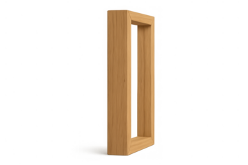 Rectangular wooden frame on transparent background for object display or decorative elements