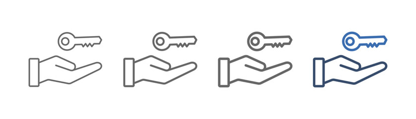 
outline icon sheet key with hand and key design