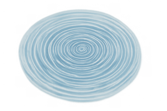 Water ripple effect creating concentric circles, light blue liquid surface with movement and wave patterns on transparent background