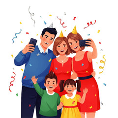 Happy Family Taking a Selfie at a Party.
