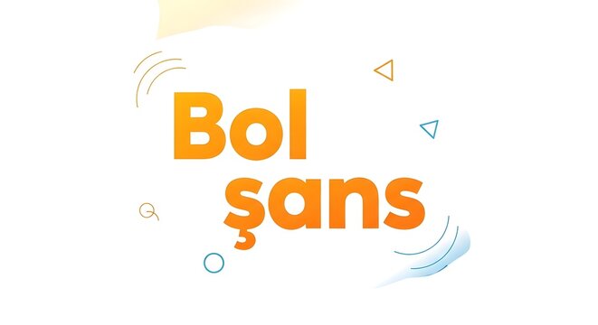 A colorful and modern graphic design featuring the words 'Bol şans' with playful geometric shapes and dynamic lines, perfect for motivational or cultural themes