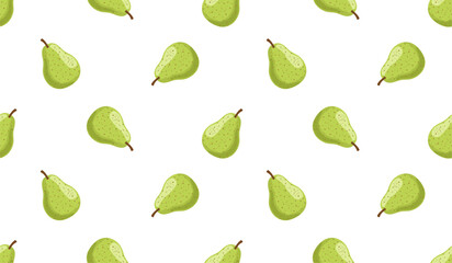 Pear seamless pattern. Fruit background. Beautiful vector print.