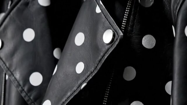 Polka dot leather jacket closeup