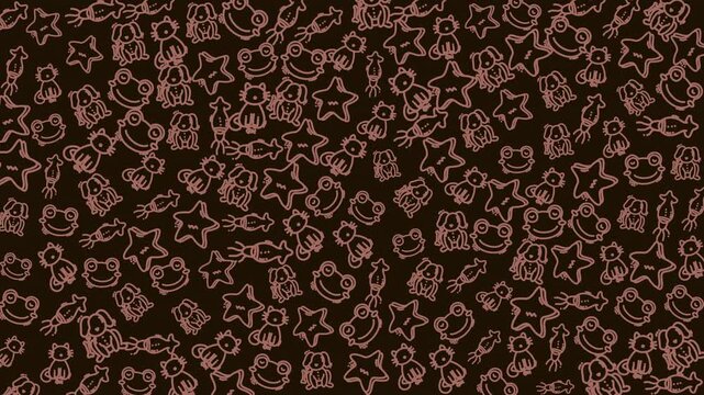 Detailed abstract line pattern featuring intricate shapes and playful figures, perfect for background or decorative use in various creative projects.