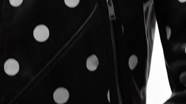 Polkadotted apparel with zipper closeup