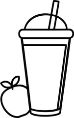 Fresh Fruit Smoothies Line Art Transparent Background