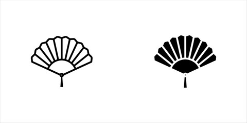 Hand fan icons vectors set in different stroke lines