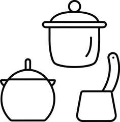Hand Drawn Kitchen Icons Line Art Transparent Background