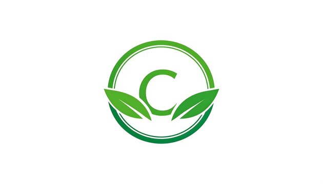 A letter C, in green with a surrounding circle, has two leaf-shaped elements. The design suggests nature, eco-friendliness, and freshness