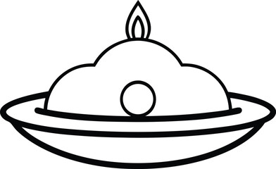 Indian Thali Platter Line Art Transparent Background