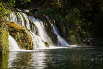 Maraetotara Falls waterfall, Hawke's Bay, New Zealand, on a sunny day
