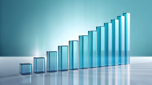 3D glass graph financial growth concept