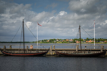 Historic Viking Boats Line The