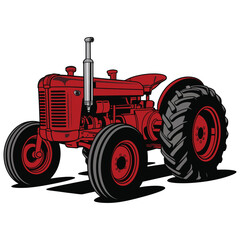red tractor isolated on white