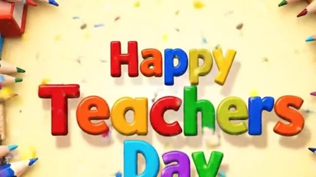 Teachers Day Celebration Vibrant playful lettering with colorful accents - Powered by Adobe