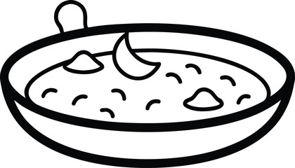 Spanish paella line art transparent background