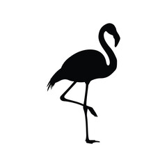 Minimalist Black Flamingo Silhouette on One Leg Vector Illustration