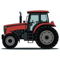 red tractor isolated