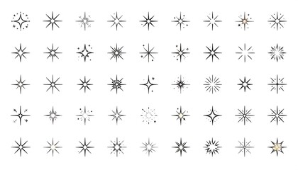 A collection of various starburst and sparkle illustrations, arranged neatly on a white background