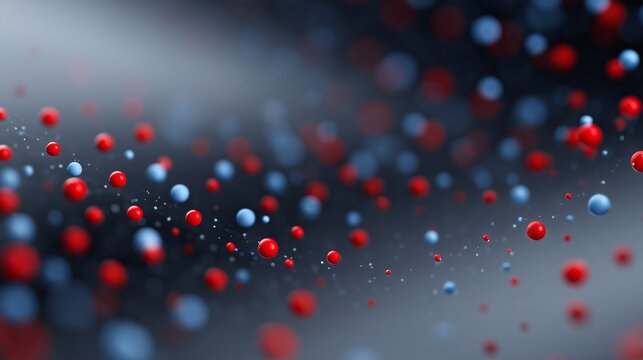 A Dynamic Composition of Colorful Particles in Red and Blue Creating a Visual Flow Amidst a Soft Background