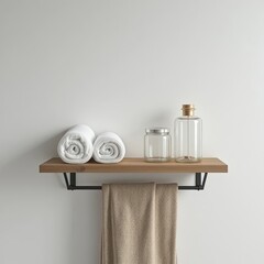 Towels, Glass Containers, and Natural Decor Elements