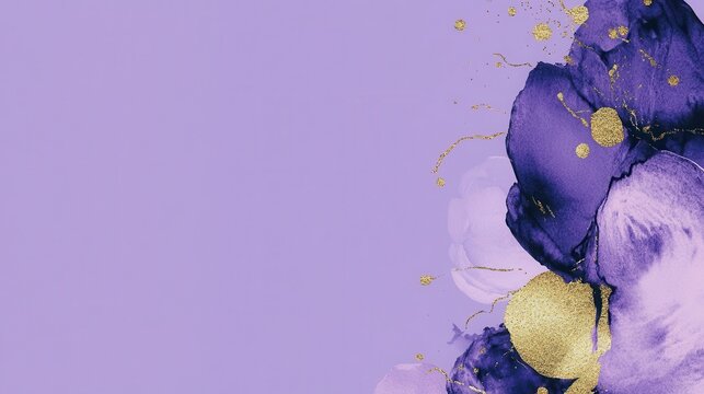 Elegant purple abstract floral design with shimmering gold accents, perfect for luxury branding and sophisticated backgrounds