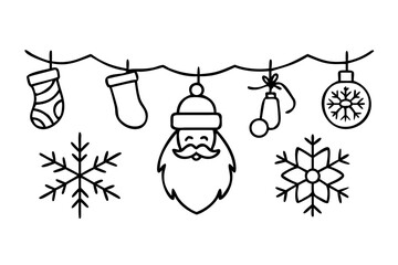 Christmas garland with santa claus, snowflakes, and ornaments