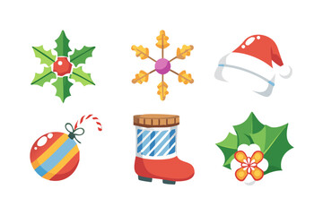 Christmas holiday icons for festive season