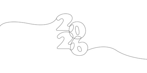 Modern minimalist abstract 2023 numbers in continuous line art style, signifying new year celebration and forward momentum