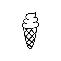 A black and white illustration of an ice cream cone