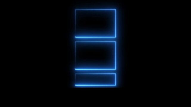 abstract glowing neon colorful rectangle border frame, with one rectangle templates for video. neon text frame animation box frame neon frame. Square box with bright neon ..