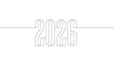 Elegant minimalist outline of the year 2026 symbolizing future, progress, and new beginnings in clean design