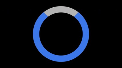 Looping blue circular loading animation with numbers on a transparent background - Powered by Adobe