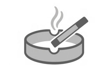 Smoking cigarette in an ashtray, displaying nicotine addiction, tobacco use, and health risk concept vector icon