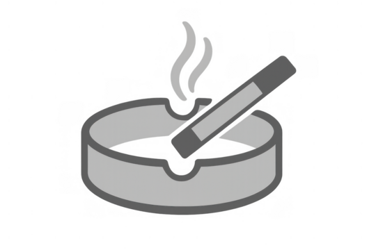 Smoking cigarette in an ashtray, displaying nicotine addiction, tobacco use, and health risk concept vector icon