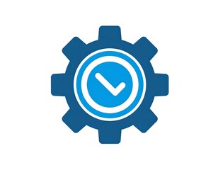 A cogwheel with an integrated clock face and checkmark for time management