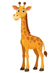 Obraz premium A cartoon giraffe with a long neck and spotted body