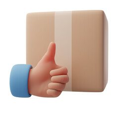 3D Package with Thumbs Up Hand Symbol
