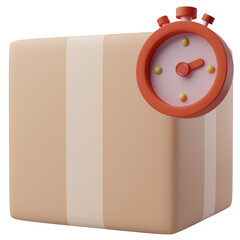 3D Fast Delivery Box with Stopwatch Icon