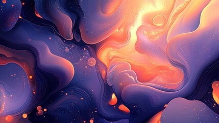 Vibrant, swirling abstract art with luminous orange and purple gradients, evoking cosmic wonder and energetic flow, perfect for modern design.